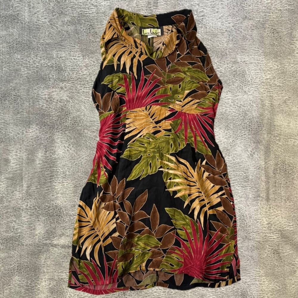 Vintage Tropical Leaf Mini Dress